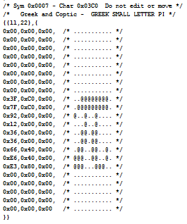 Small Greek Letter Pi as C-source code Small Greek Letter Pi as C-source code
